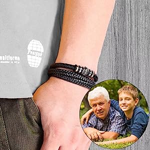 Armband für meinen Sohn/Enkel „Liebe dich für immer“ | Geflochtenes Lederarmband