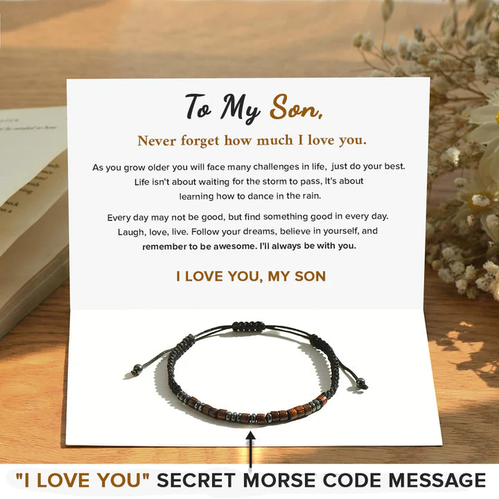 To My Son & Grandson Morse Code Bracelet | 'I Love You' Hidden Message