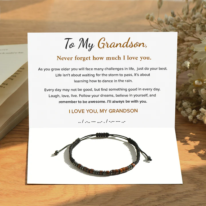 To My Son & Grandson Morse Code Bracelet | 'I Love You' Hidden Message