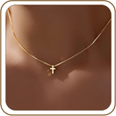 First Communion Gift for Girls - 14K Gold Plated Cross Necklace