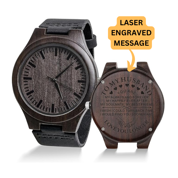 Engraved Wooden Watch Gift | To My Man/Husband/Fiance/Boyfriend