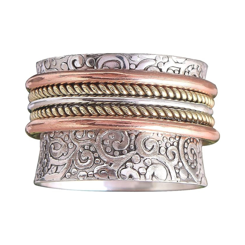 3-farbiger Spinnerring | 925 Sterling Silber | Gold, Roségold, Silber