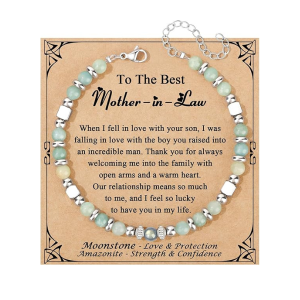 "Mother In Law" Bracelet Gift | Moonstone & Stainless Steel