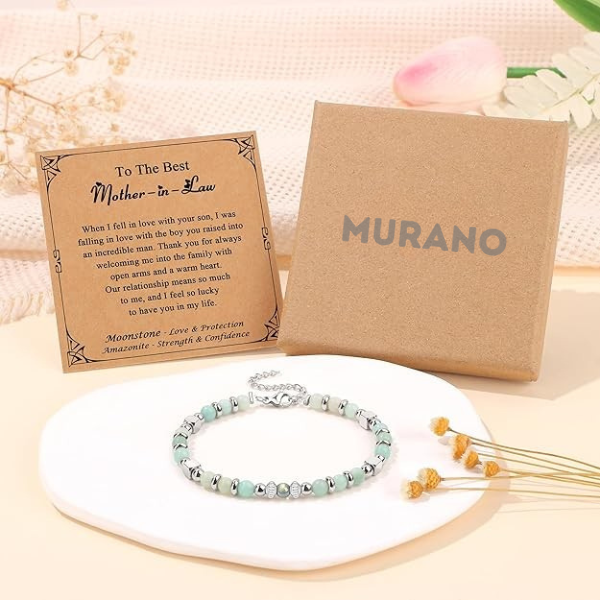 "Mother In Law" Bracelet Gift | Moonstone & Stainless Steel