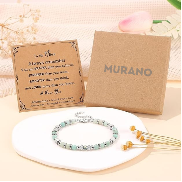 "To My Niece" Bracelet Gift | Moonstone & Stainless Steel