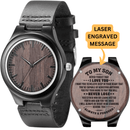 "To My Son" Wooden & Leather Engraved Watch Gift