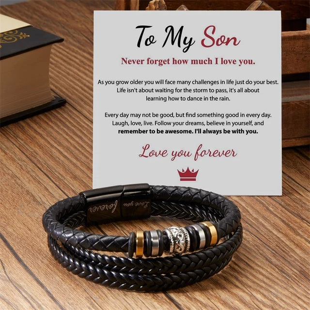 My Son/Grandson Bracelet "Love You Forever" | Braided Leather Bracelet