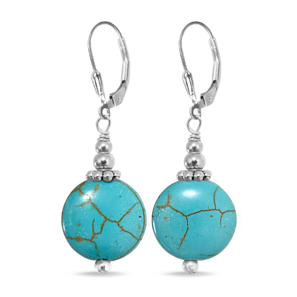 Turquoise Earrings | Sterling Silver & Natural Turquoise Stone