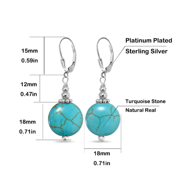 Turquoise Earrings | Sterling Silver & Natural Turquoise Stone