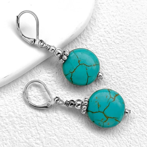 Turquoise Earrings | Sterling Silver & Natural Turquoise Stone