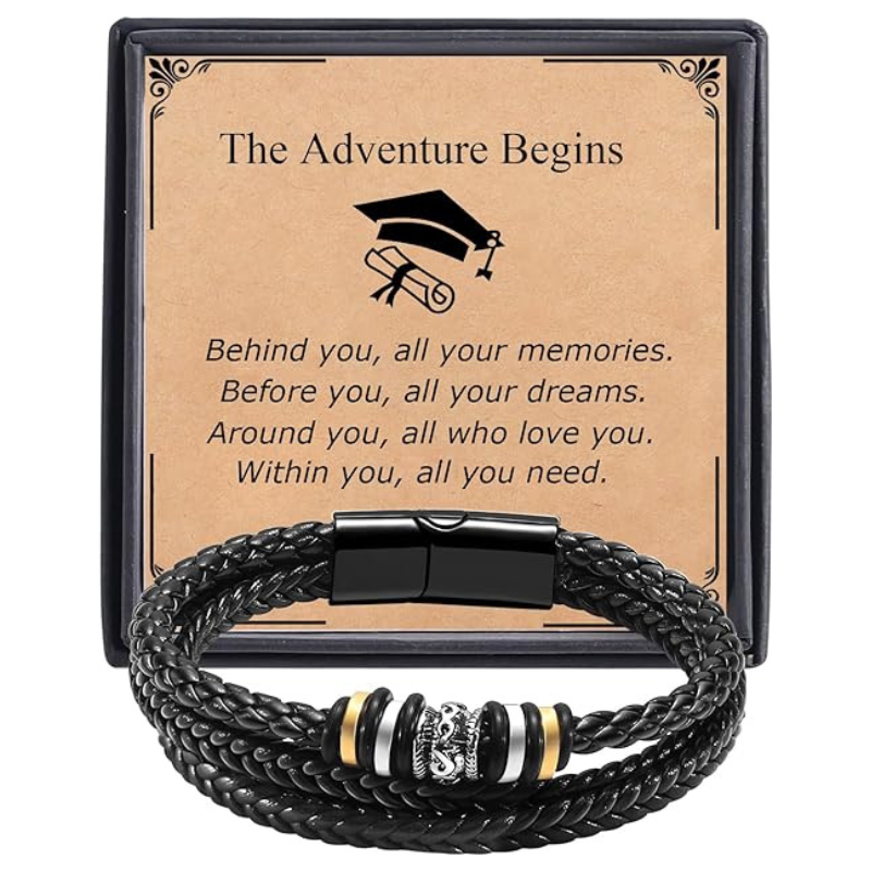 Graduation Leather Bracelet For Him/Her & Quote Card | Graduation Gifts