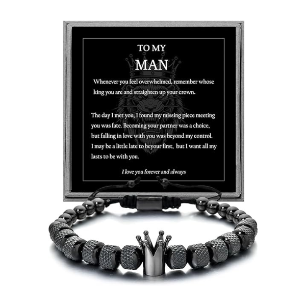 "To My Man" Kronenarmband mit Grußkarte | Edelstahl