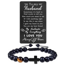 'To My Husband/Man' Bracelet W/ Stainless Steel Cross & Metallic Wallet Card To My Husband