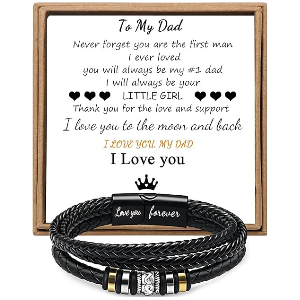 'To My Dad' Bracelet From Daughter | Father's Day Gift | Braided Leather Bracelet