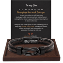 My Son/Grandson Bracelet "Forever Linked Together" | Brown Braided Leather To My Son