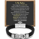 To My Nephew/To My Uncle Bracelet "Forever Linked Together" | Braided Leather Bracelet To My Nephew
