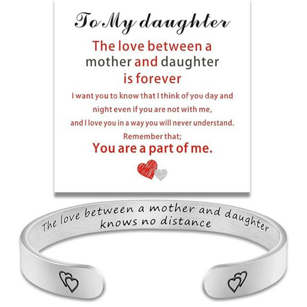 Daughter Bracelet From Mom/Mother W/ Engraved Message & Card