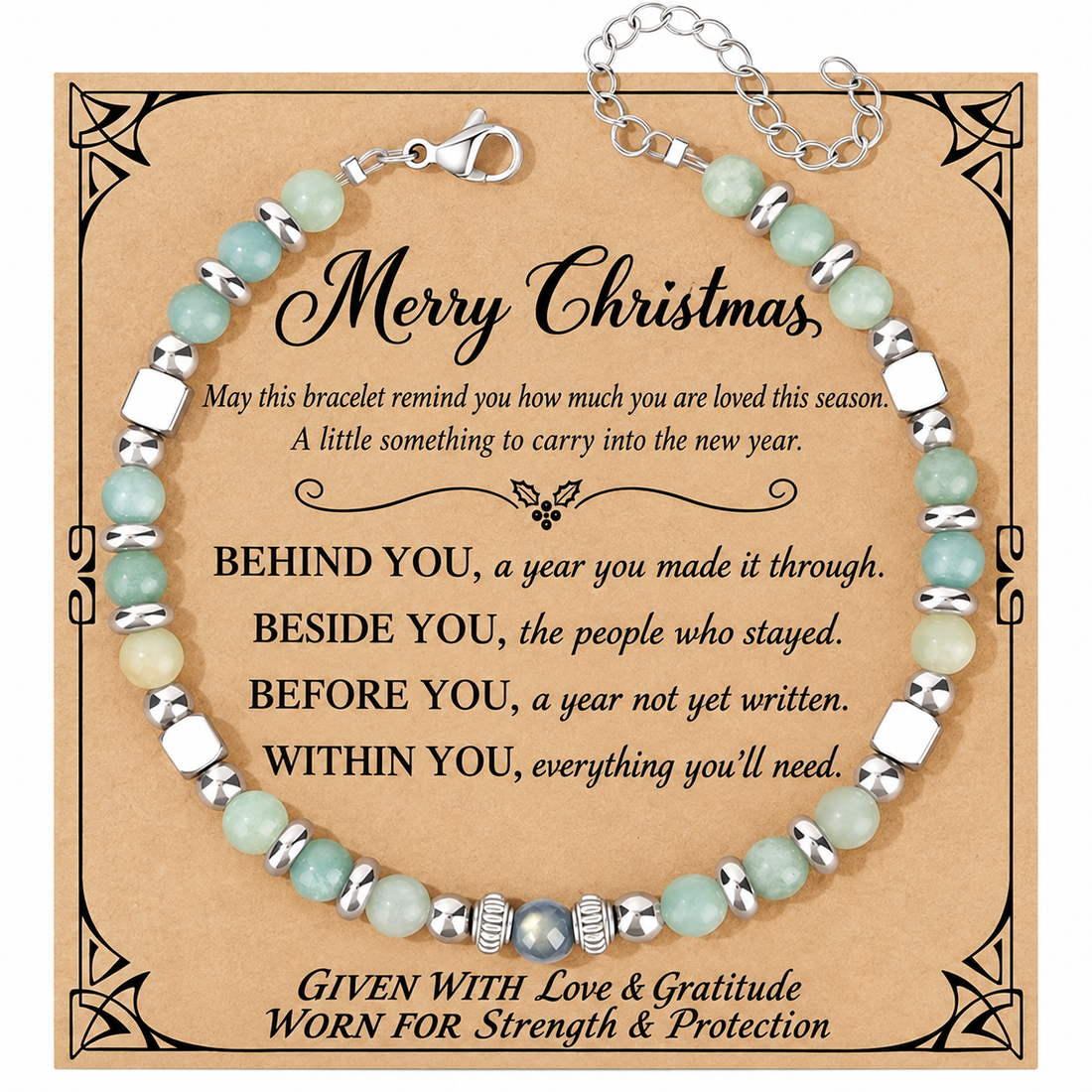 Christmas Gifts for Women | Moonstone Bracelet with Holiday Card