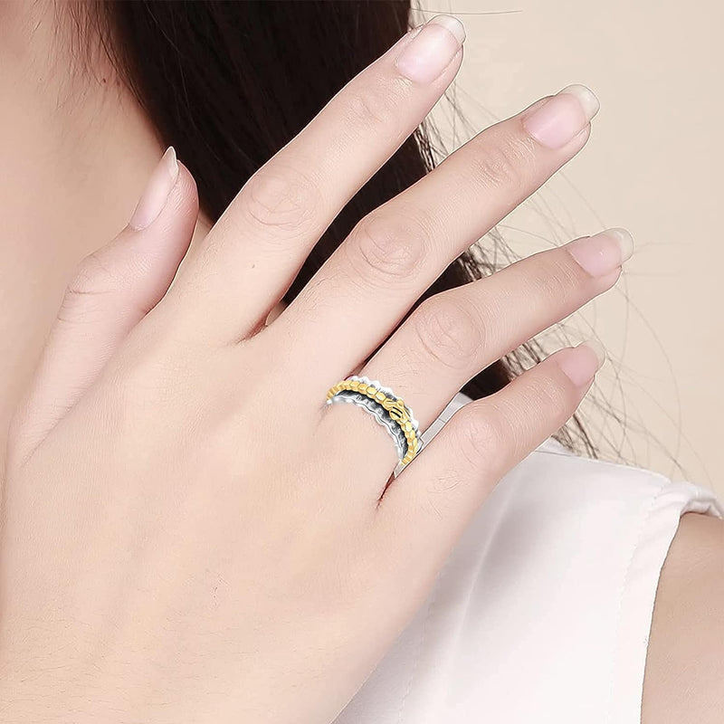 Bee Spinner Ring | 925 Sterling Silver | Bi-Color Gold & Silver