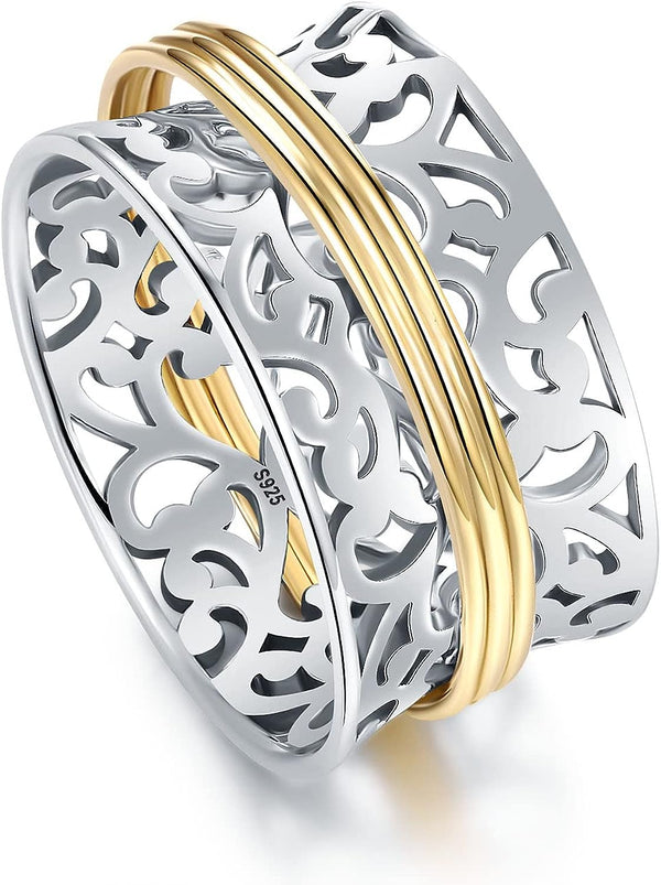 Spinner Ring | 925 Sterling Silver | Vintage Floral Design