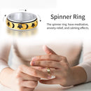 925 Sterling Silver Spinner Ring | Golden Deluxe Design In the Middle