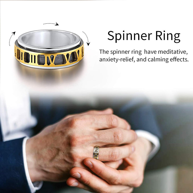 925 Sterling Silver Spinner Ring | Golden Deluxe Design In the Middle